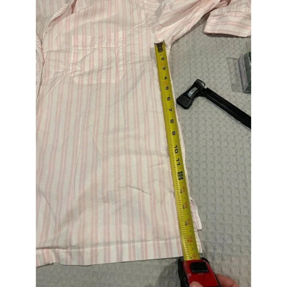 Vintage Christian Dior Women's LG Cotton Pink Striped Button Pajama Top